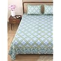 RajasthaniKart Pure Cotton 180 TC King Size BEDSHEET with 2 Pillow Cover - 90X108 (Suitable for King Size Bed Sheet or Double Bed, Blue) PSP132