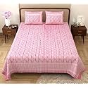 RajasthaniKart Pure Cotton 180 TC King Size BEDSHEET with 2 Pillow Cover - 90X108 (Suitable for King Size Bed Sheet or Double Bed, Pink) PSP115