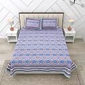 RajasthaniKart Pure Cotton 180 TC King Size BEDSHEET with 2 Pillow Cover - 90X108 (Suitable for King Size Bed Sheet or Double Bed, Blue) PSP 126