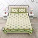 RajasthaniKart Pure Cotton 180 TC King Size BEDSHEET with 2 Pillow Cover - 90X108 (Suitable for King Size Bed Sheet or Double Bed, Green) PSP 127