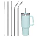 Rajmaan Stainless Steel Replacement Straws for Stanley Cup - Reusable, Compatible with Adventure Quencher Travel Tumbler - Durable with Cleaning Brush (12 inch)