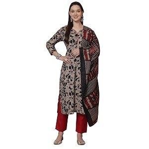 Rajnandini Womens Cotton Blend Abstract Printed Kurta