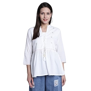 Rajnandini Womens Pure Cotton Embroidered Short Western