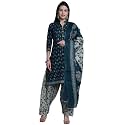 Rajnandini Women Green Cotton Printed Ready To