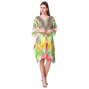colorful digital print beach wear kaftan and cover-uptopdress