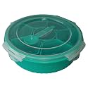 Rajsee Elegant Round Masala Box, 7 Section Spice Box Set, Teal & Black, BPA Free, Airtight, Transparent Lid