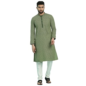 Rajubhai Hargovindas Mens Chikankari Embroidered Cotton Kurta