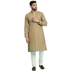 Rajubhai Hargovindas Mens Chikankari Embroidered Cotton Kurta