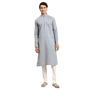 Rajubhai Hargovindas Mens Chikankari Embroidered Cotton Kurta