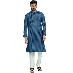 Rajubhai Hargovindas Mens Chikankari Embroidered Cotton Kurta