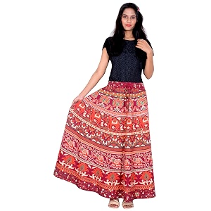 rajvila 36 inch length women39s cotton printed regular long elasti skirt for women e_e36nt_0006
