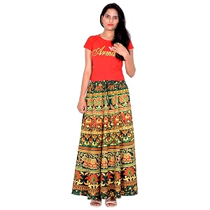 rajvila 36 inch length women39s cotton printed regular long elasti skirt for women e_e36nt_0006