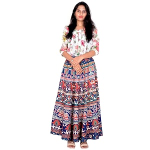 rajvila 36 inch length women39s cotton printed regular long elasti skirt for women e_e36nt_0006