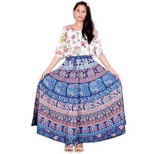 rajvila 36 inch length women39s cotton printed regular long elasti skirt for women e_e36nt_0006