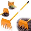 Rake Hoe Steel with 48 Inch Fiberglass Handle Fire Rake Hoe for Multi-use Landscaping and Forestry, Raking, Scraping, Grubbing and Tamping