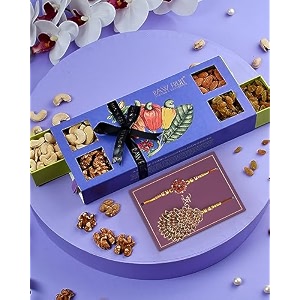 rakhi for brother and bhabhi combo with dry fruit gift pack of cashew walnut almond raisins lumba rakhi for bhabhi rakhi for brother and bhabhi with gift premium red rakhi