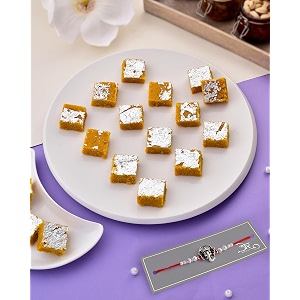 rakhi for brother with gift rakhi for brother rakhi set rakhi combo rakhi with sweets rakhi hamper rakhi with sweets for brother mohan thal sweets 400g ganesha moonlight rakhi set