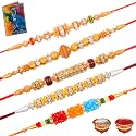 Rakhi for Brother Rakhi Gift for Brother Greeting Card with Roli Chawal Combo for Brother Bhiya Bhabhi Rakhi