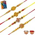 Rakhi for Brother Rakhi Gift for Brother Greeting Card with Roli Chawal Combo for Brother Bhiya Bhabhi Rakhi