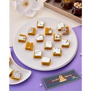 rakhi for brother with sweets rakhi with sweet rakhi gift set rakhi with gift rakhi with sweets rakhi with sweets for brother rakhi for brother mohan thal sweets 200g adiyogi rakhi set