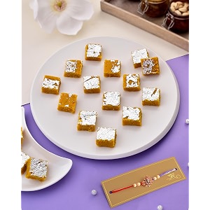 rakhi with sweet rakhi for brother with sweets rakhi with gift rakhi gift set rakhi with sweets for brother rakhi with sweets rakhi for brother mohan thal sweets 400g ganesha rakhi set