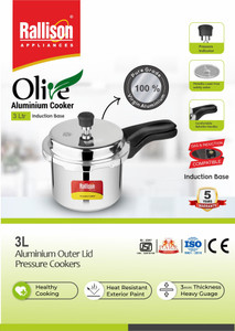 rallison appliances olive 3 l induction bottom pressure cooker aluminium