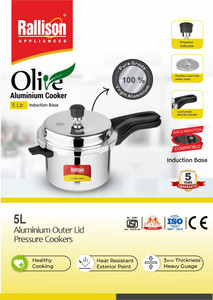 rallison appliances olive 5 l induction bottom pressure cooker aluminium