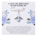 Ralukiia Something Blue Angel Memory Bouquet Charm, Wedding Day Hug from Heaven, Guardian Angel Charm, Memorial Gift for Bride, Wedding Gift from Deceased Mom or Dad, Remembrance Gifts