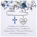 Ralukiia Something Blue Gifts for Bride, Blue Cross Bridal Bouquet Charm Pin with Pearl, Christian Wedding Keepsake, Bridal Shower Gift, Wedding Day Accessory for Daughter Bride