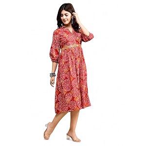 Ramas Womens Printed Cotton One Piece Dress