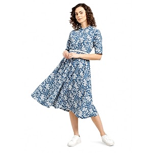 Ramas Womens Printed Cotton One Piece Dress