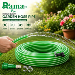 rama pipe 05 inch 50 meter 165 feet garden pipe with tap connector and 2 clips durable light weight for gardening and car wash indoor out door use hose pipe