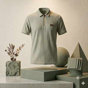 RAMANI EMPORIUM Self Design Men Polo Neck