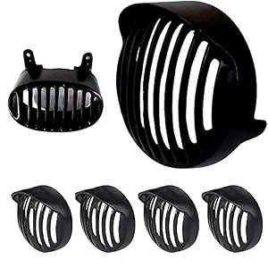 ramanta plastic complete grill set of headlight with cap indicator and taillight for bajaj avenger 150 cc black  -pack of 6