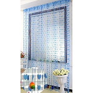 ramcha heart string curtain 35 x 65 feet - 1 piece blue