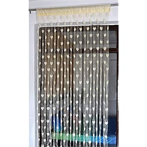 ramcha heart string curtain 35 x 65 feet - 1 piece cream