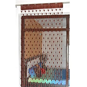 ramcha heart string curtain 35 x 65 feet - 1 piece brown