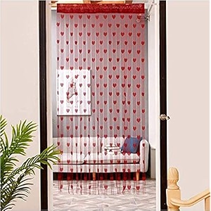 ramcha heart string curtain 35 x 65 feet - 1 piece maroon