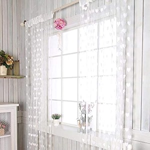 ramcha heart string curtain 35 x 65 feet - 1 piece white