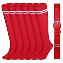 Ramede 3 Pairs Baseball Softball Socks and Belt Set