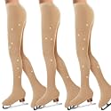 Ramede 3 Pcs Figure Skating Tights Rhinestone for Girls Women