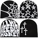 Ramede 4 Pcs Y2k Beanie - Double Sided Graphic Beanies for Men and Women, Acrylic Knitted Y2k Hats Accessories