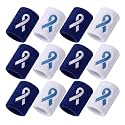 Ramede Prostate Cancer Awareness Sweatband Bulk Blue Ribbon Wristbands