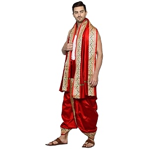 rameshwaram fabrics readymade dhoti for men velcro style stitched mens silk dhoti pant with stole set