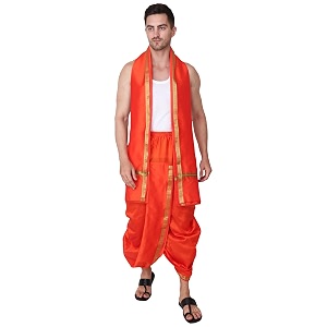 rameshwaram fabrics readymade dhoti for men velcro style stitched mens silk dhoti pant with stole set