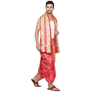 rameshwaram fabrics readymade dhoti for men velcro style stitched mens silk dhoti pant with stole set