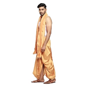 rameshwaram fabrics readymade dhoti for men velcro style stitched mens silk dhoti pant with stole set