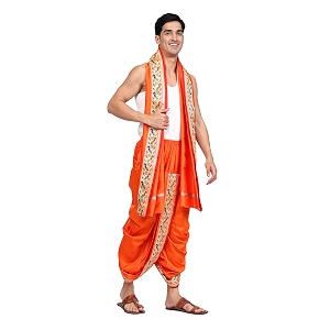 rameshwaram fabrics readymade dhoti for men velcro style stitched mens silk dhoti pant with stole set