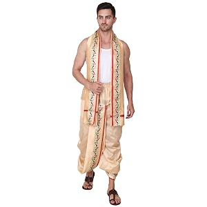 rameshwaram fabrics readymade dhoti for men velcro style stitched mens silk dhoti pant with stole set