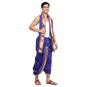 rameshwaram fabrics readymade dhoti for men velcro style stitched mens silk dhoti pant with stole set